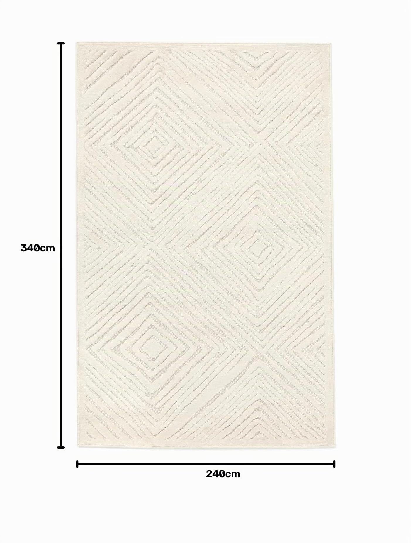 RugVista Tuscany Tapis, 240 x 340 cm, Blanc crème