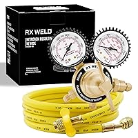 Vista 1 de RX WELD Regulador de nitrógeno con 0-600 PSI, entrada CGA580, conexión de salida abocinada macho de 1/4 de pulgada, regulador de tanque de nitrógeno