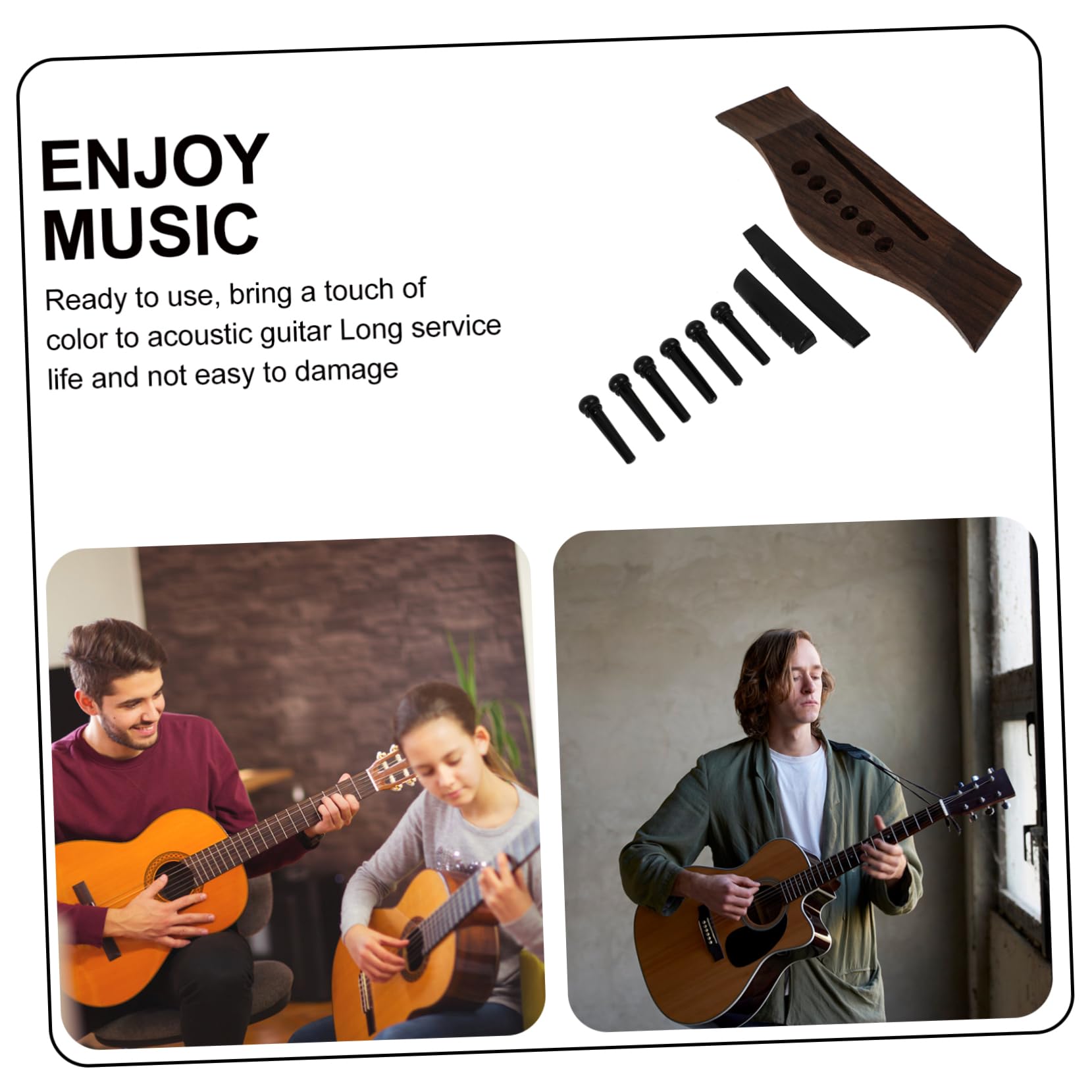 Generic Folk Guitar Accessories Set Rosewood Bridge Pins Nut Saddle Guitar Repair Parts Nut Random Color