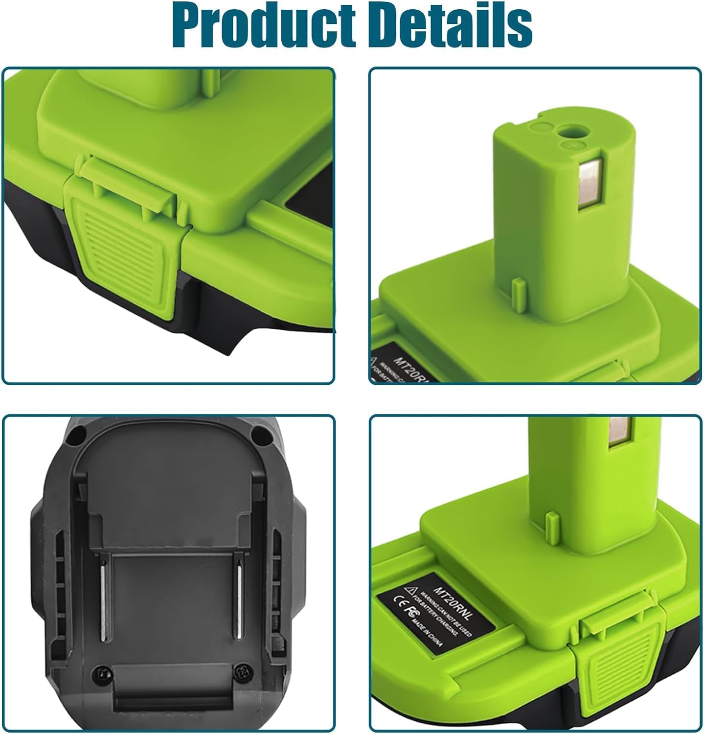 MT20RNL Battery Adapter for Makita for Ryobi, Battery Adaptor Convert for Makita 18V Battery to for Ryobi 18V Power Tools(No Battery)