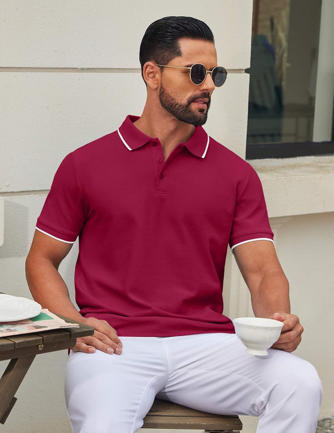 COOFANDY Men's Polo Shirts Classic Short Sleeve Polo T Shirts Cotton Pique Casual Summer Fashion Golf Shirt - Image 2