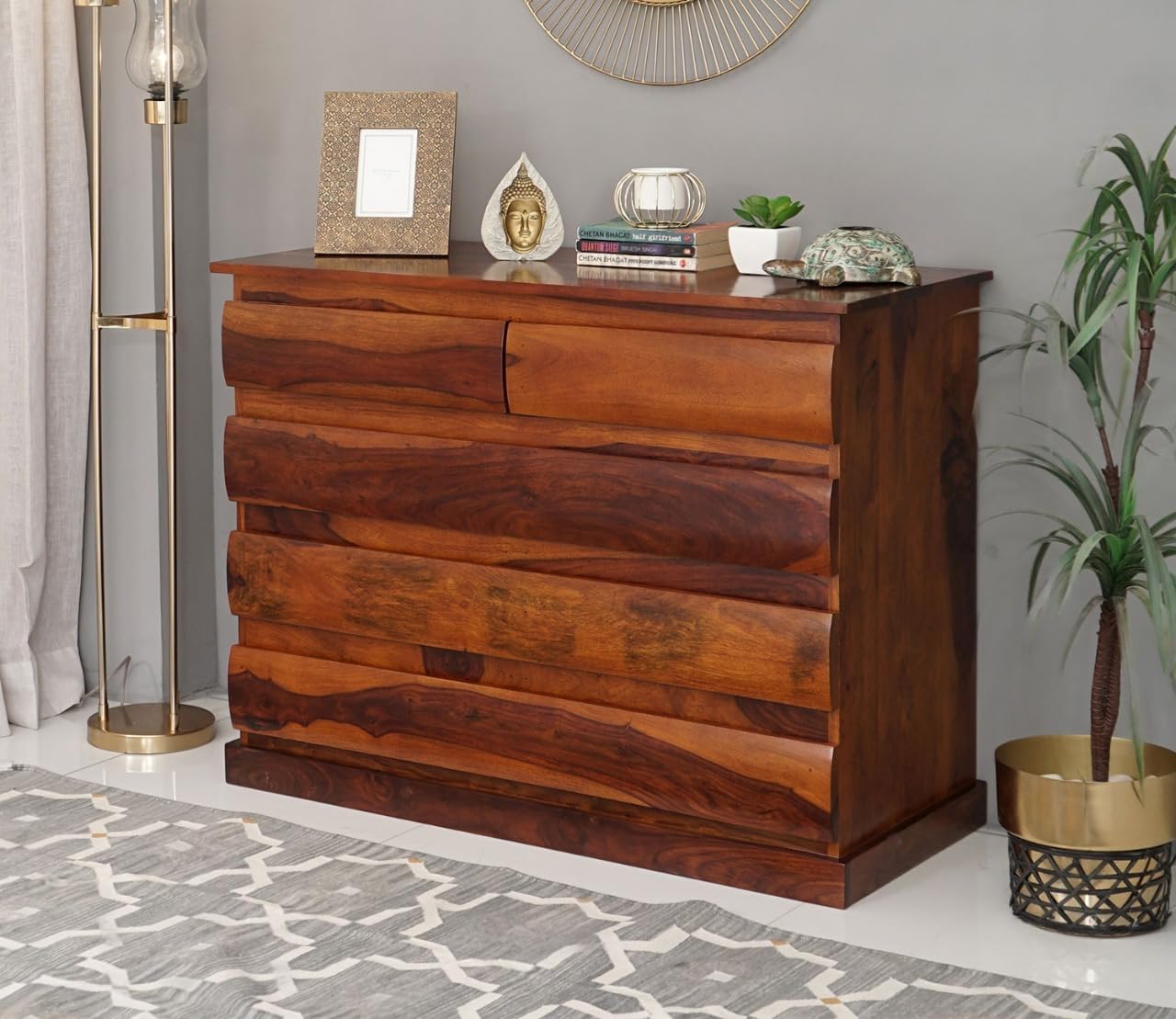 APANA TIMBER™ Solid Sheesham Wood Chest of Drawers - Already Assembled | Multipurpose Storage Organizer Furniture | Filing Cabinet for Home, Bedroom, Living Room & Office - Honey Finish-image-3