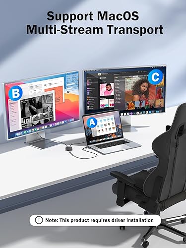 Miniatura 2 de Lemorele Adaptador de monitor dual USB CA para MacBook Pro Air M1 M2, sistema de soporte MacOS 10.15 y superior, Windows 10, 11, adaptador de video