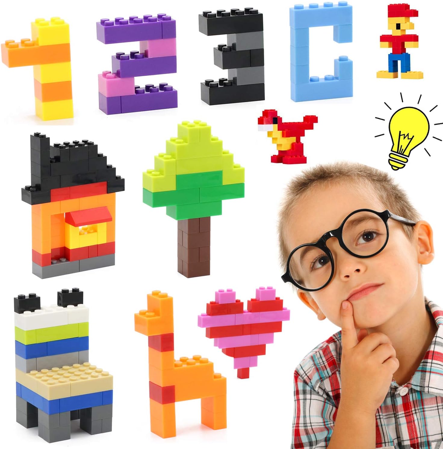 MARUMINE 1325PCS Classic Building Brick, Basic Bulk Block, Baseplate, Door, Roof, Plant for Kids 6+, Compatible with All Major Brands