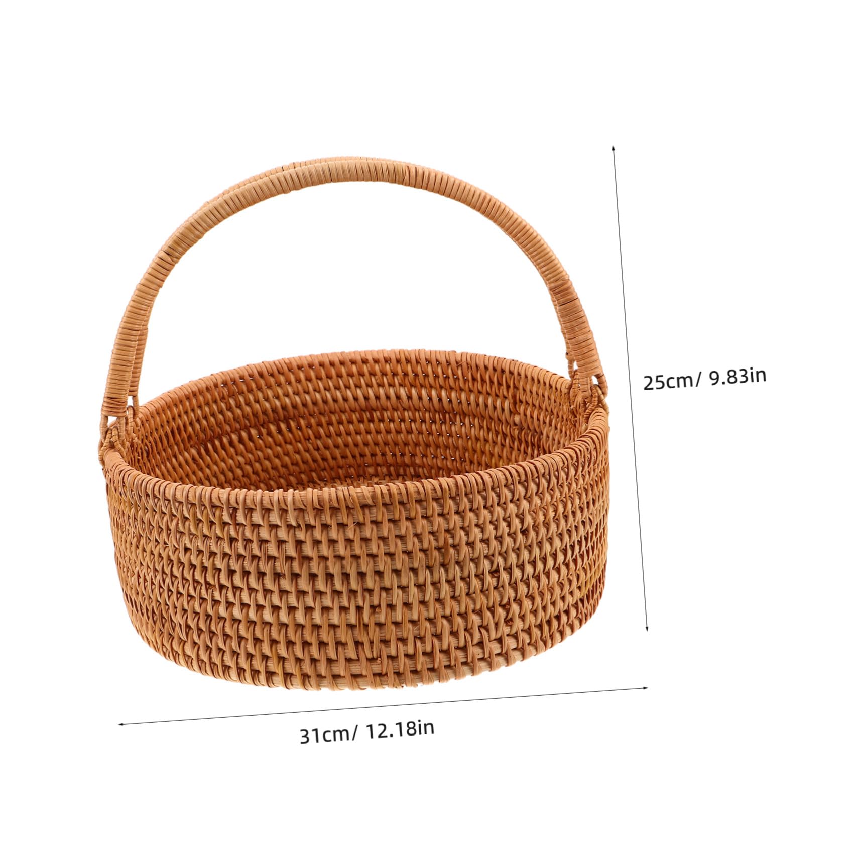 DOITOOL Cesta de Mimbre Trenzado Grande con Asa Cesta Portátil de Ratán para Picnic Almacenamiento Natural para Frutas Verduras y Dulces Organizador Multifuncional para Cocina y Exteriores