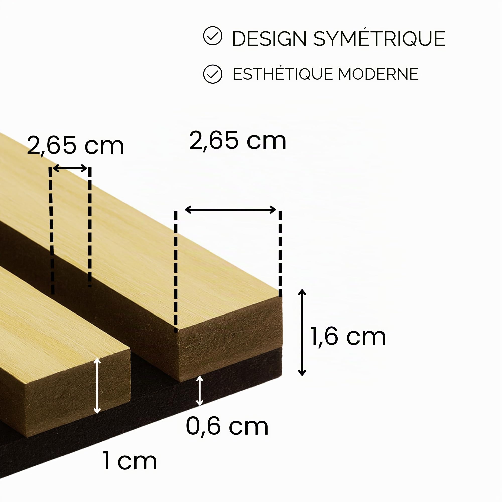 Chêne Sanremo Lamelles Acoustiques sur Feutre Noir 240x53 cm Panneaux Muraux Acoustiques Absorption Sonore et Décoration Murale élégante Panneaux Muraux en MDF