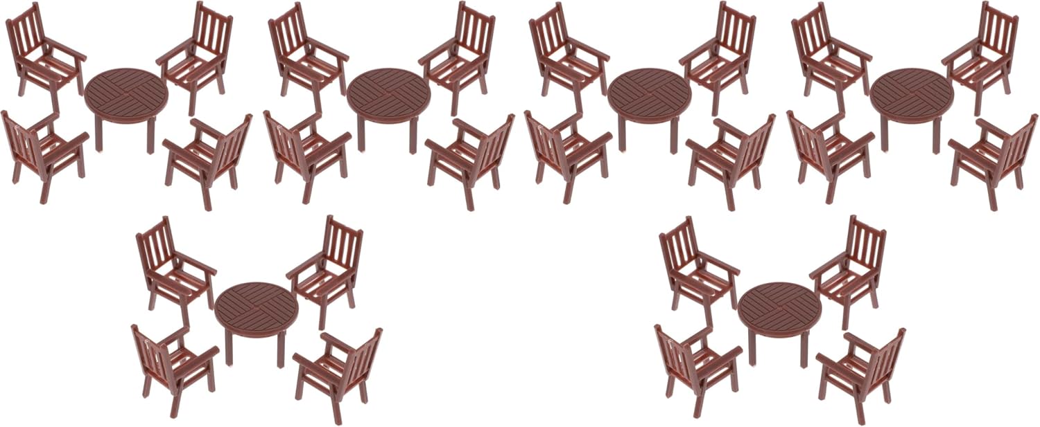 Toyvian 4 Sets Dollhouse Miniature Furniture Mini House Table and Chair Models Set 1: 50 Plastic Furniture for DIY Fairy Garden Dollhouse Decoration Pretend Table Chair (Pack of 2)
