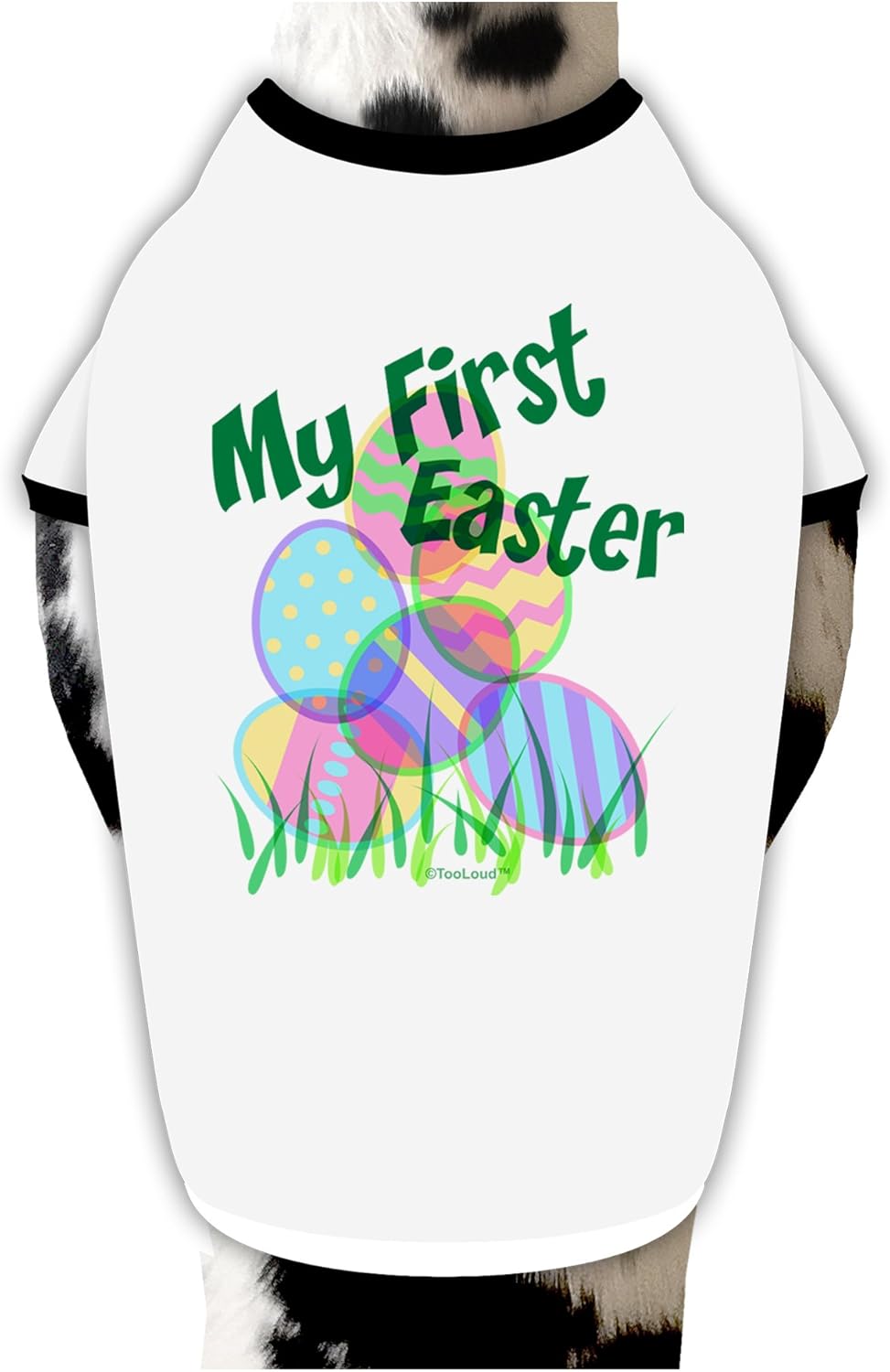 TOOLOUD My First Easter Gel Look Print Dog Shirt White with Black XL