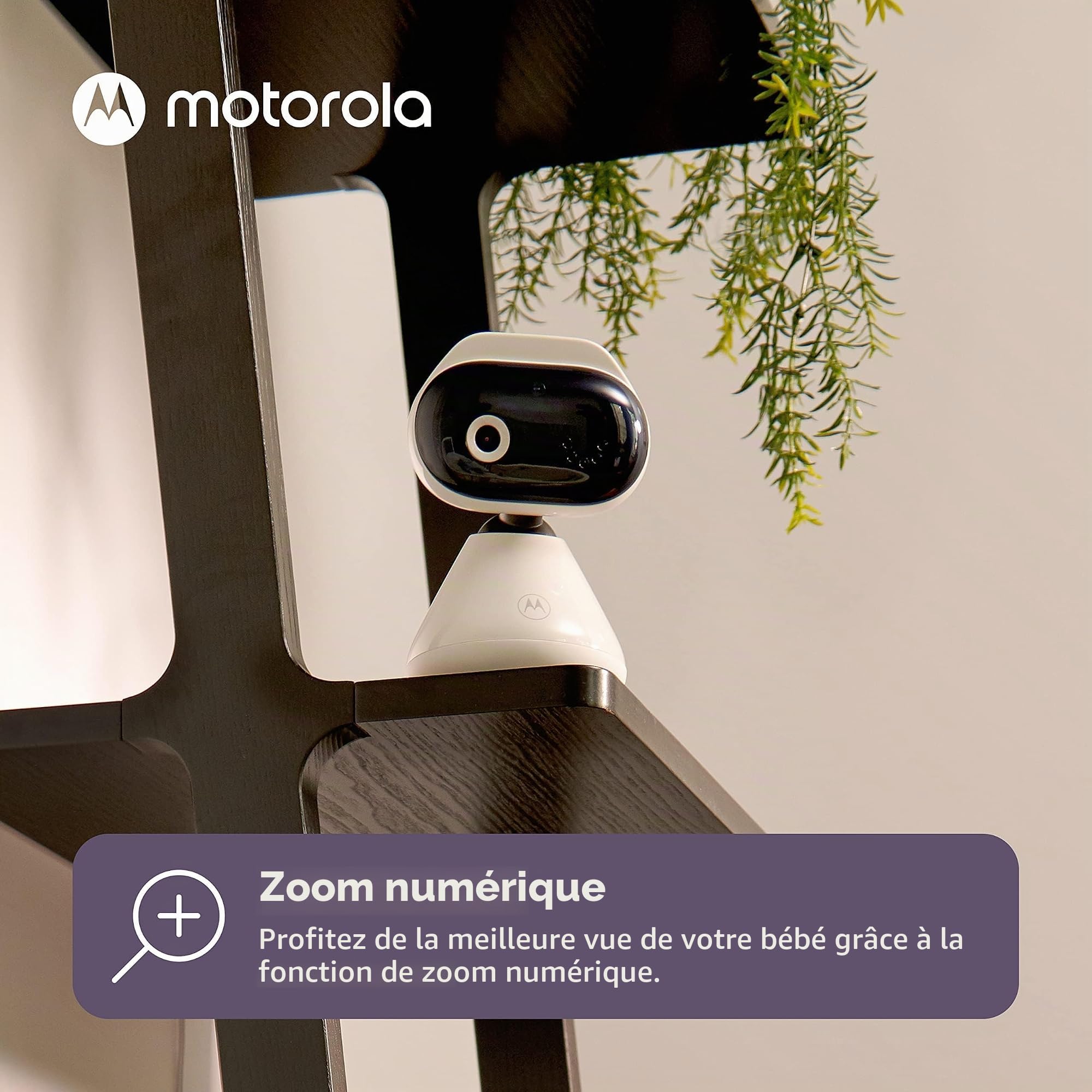 Motorola Nursery PIP1000 Babyphone avec caméra - Caméra pour bébé avec contrôle application - Moniteur de bébé - Vision nocturne et communication bidirectionnelle - Montage mural - Blanc