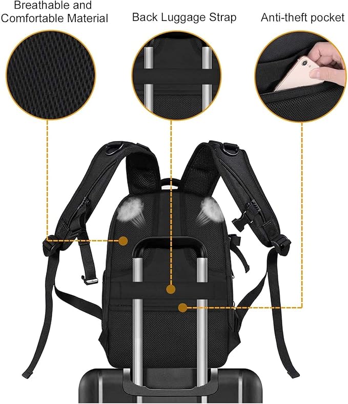 Mochila para cámara MOSISO impermeable con compartimentos miniatura 8