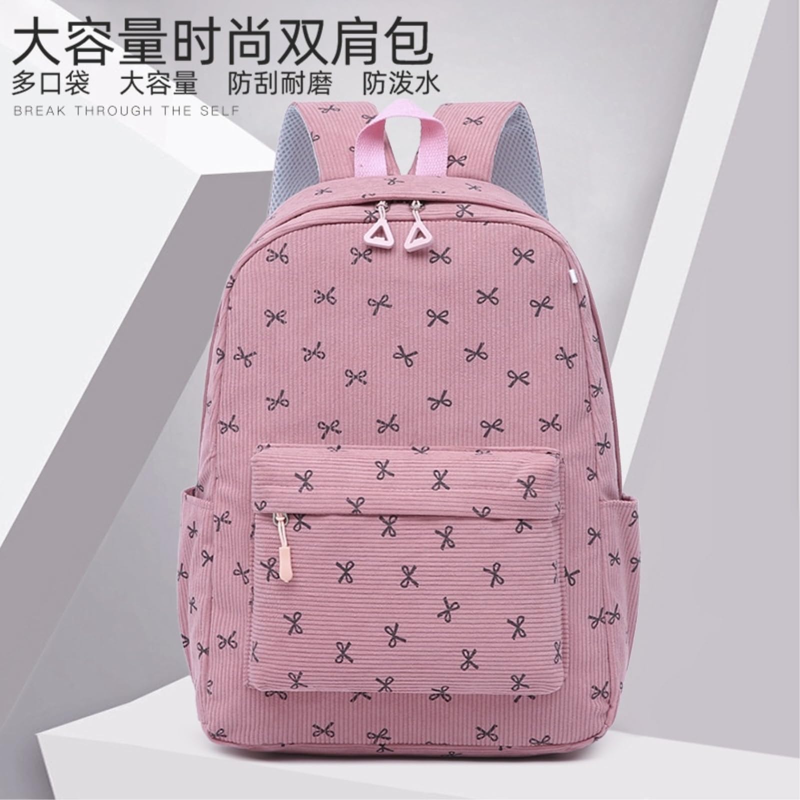 Zaino da Viaggio 3 in 1 Nero Arco Stampa Set Scolastico con Sacchetto A Pranzo E Borsa Matita per Ragazze Adolescenti