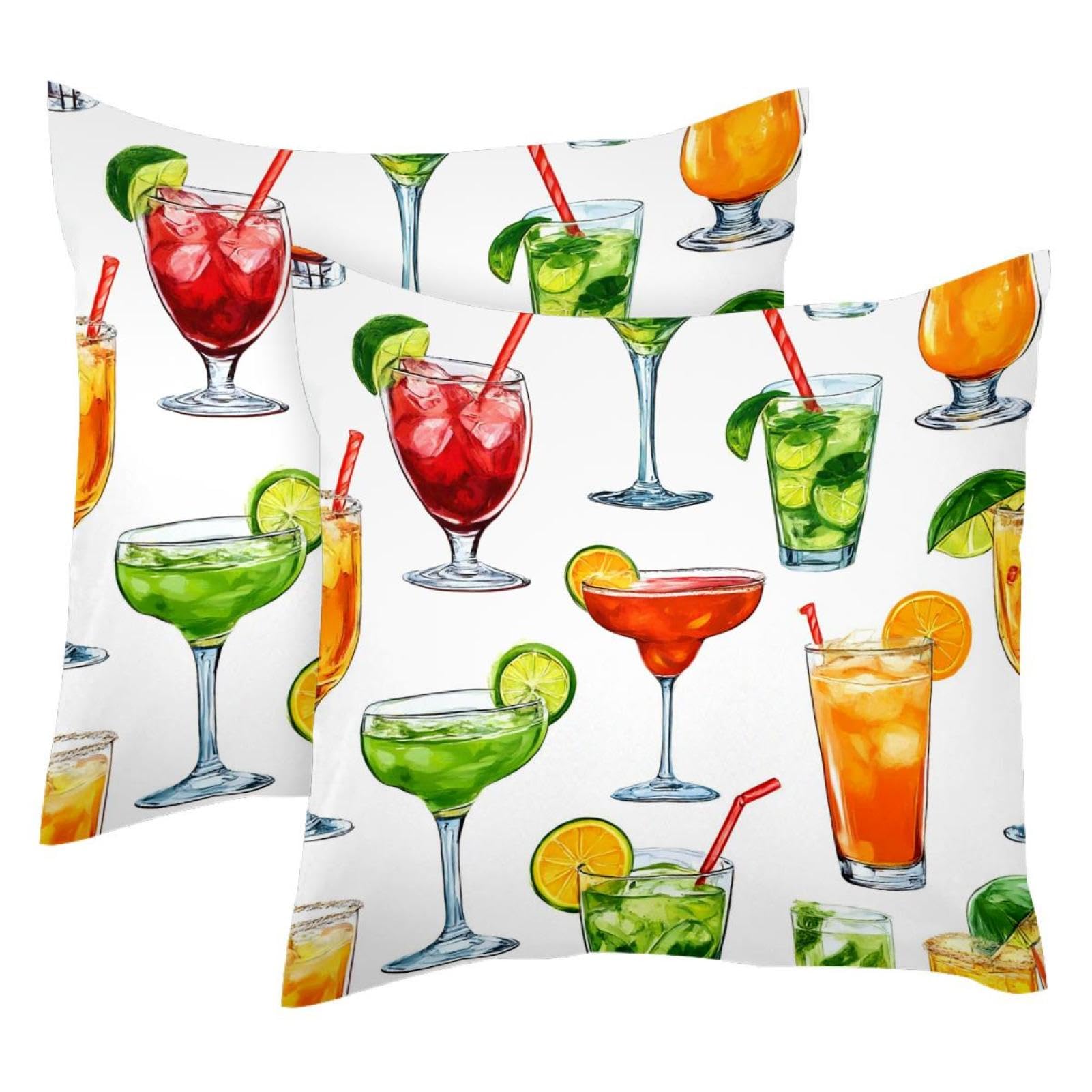 Fundas de cojín de cócteles de verano de terciopelo suave decorativas 50x50