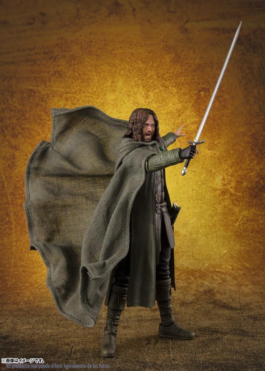 Figura de acción prepintada de TAMASHII Nations S.H. Figuarts Aragorn (El señor de los Anillos), Aprox. 155 mm, PVC, ABS y Tela, Figura de acción prepintada