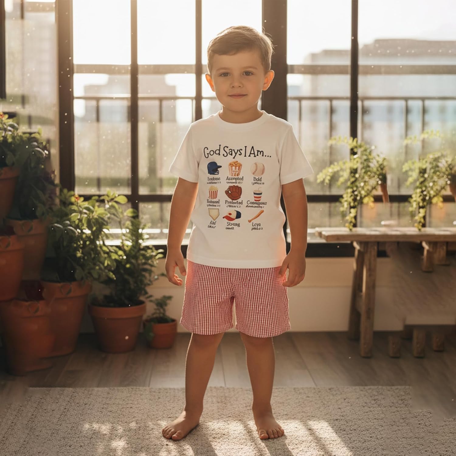 Fernvia Toddler Baby Boy Summer Clothes Short Sleeve Baseball Print T-shirt Plaid Shorts 2 Piece Outfits - Image 3