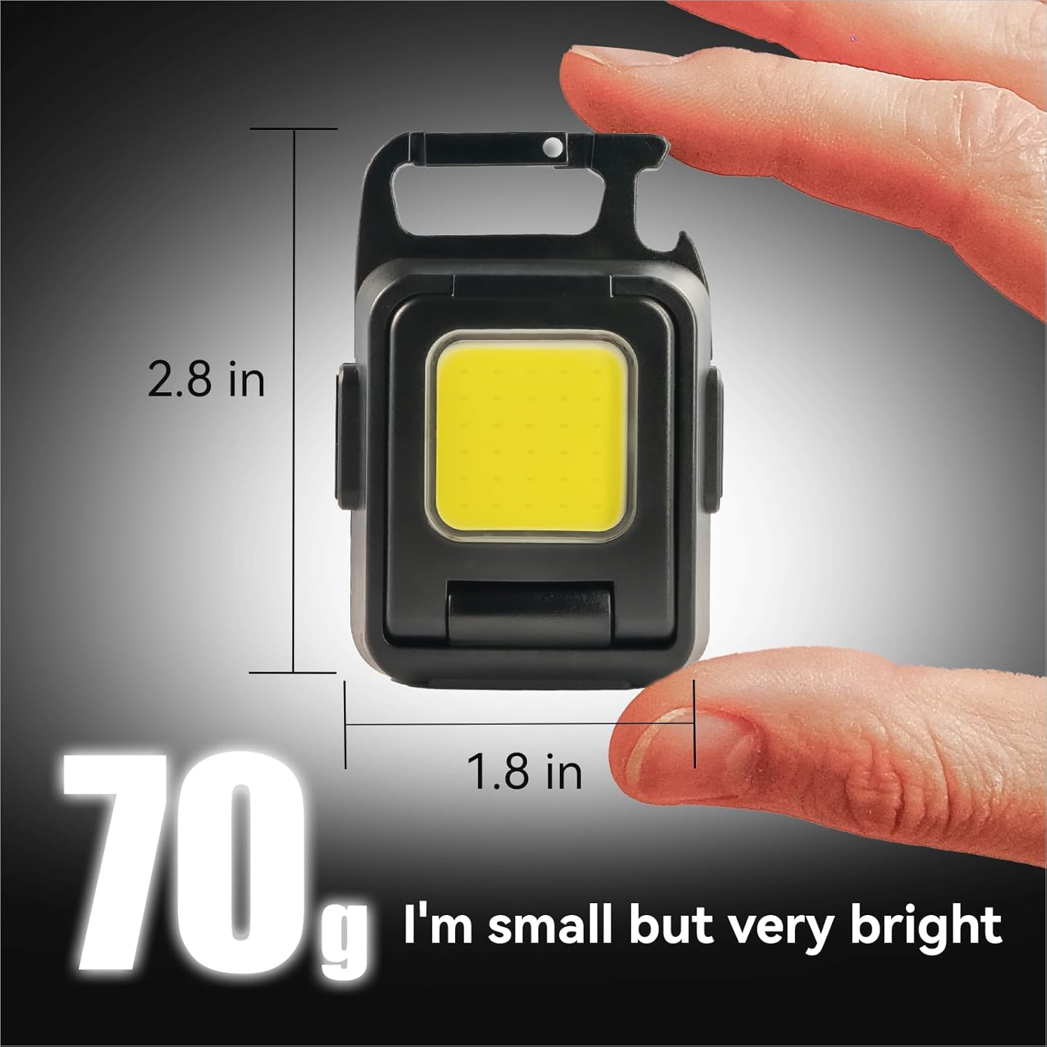 COB Rechargeable Keychain Light,2-Sided Lighting,Hangable Camping Light | 8-Hour Runtime | Dual LED + Flashlight Warning Mode | IPX3 Waterproof | Must-Have for Hiking & Outdoors