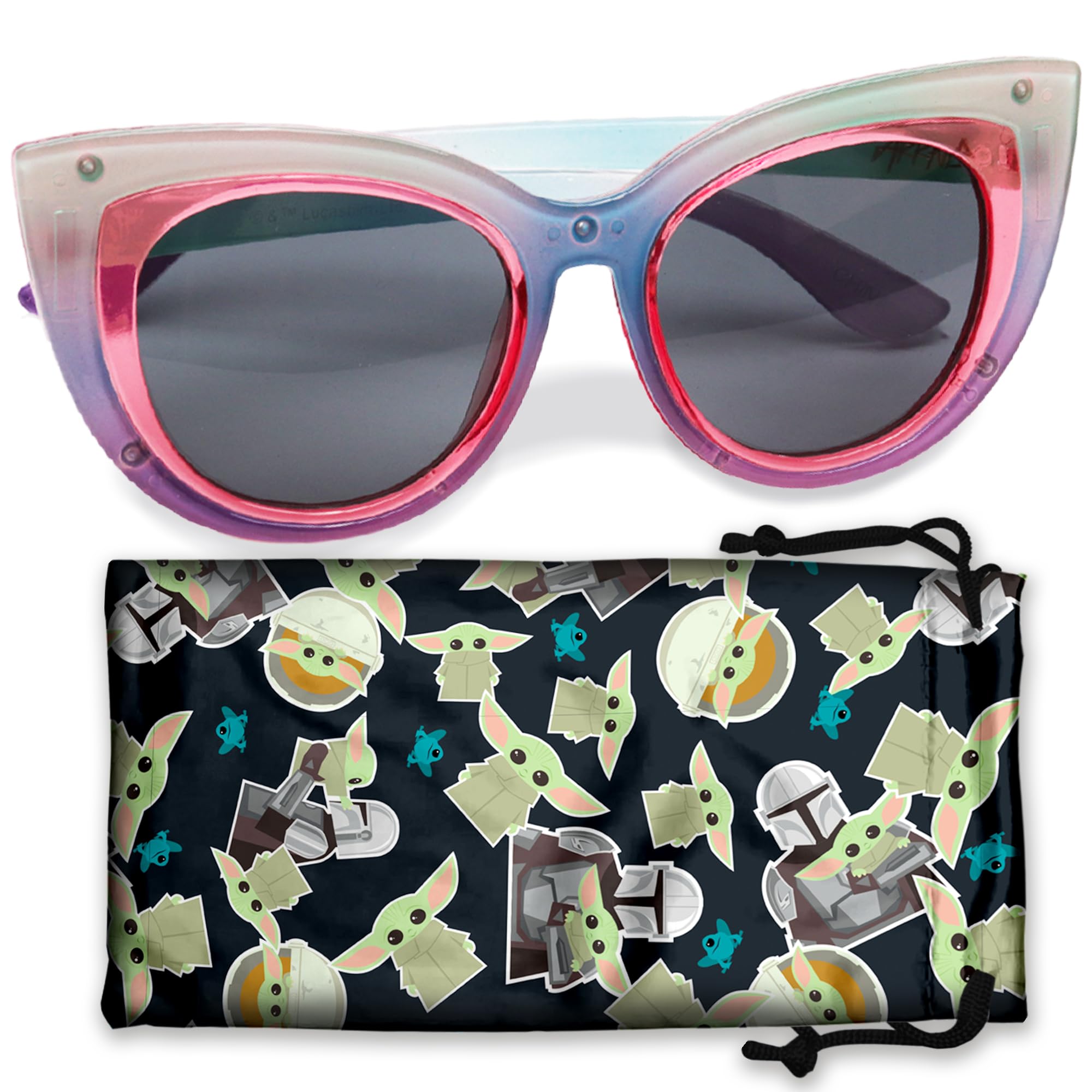 ARKAID Baby Yoda Sunglasses | Official Star Wars Grogu UV400 | Includes Case | Kids Gift | One Size Fits Most Kids Pink