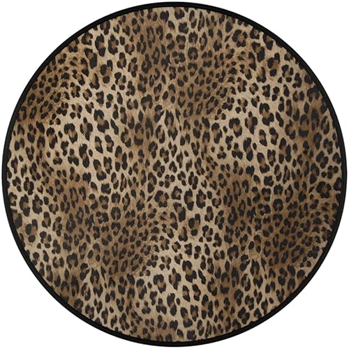 Miniatura 2 de Alfombra redonda con estampado de animales, alfombra circular antideslizante con estampado de leopardo para dormitorio, sala de estar, estudio al