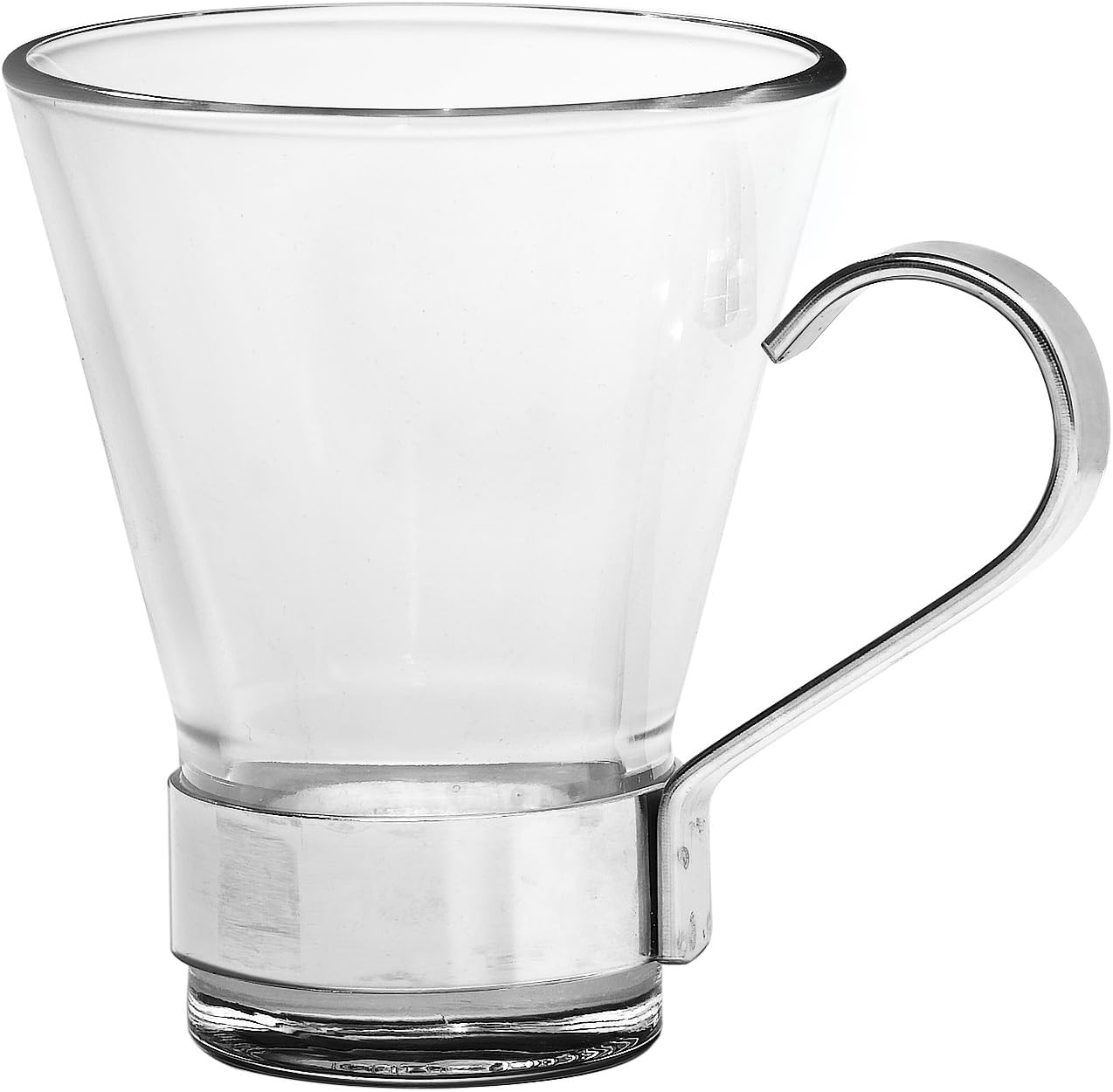 Bormioli Rocco Ypsilon 3.75 oz. Espresso Cup with Stainless Steel Handle, Set of 4, Gift Boxed