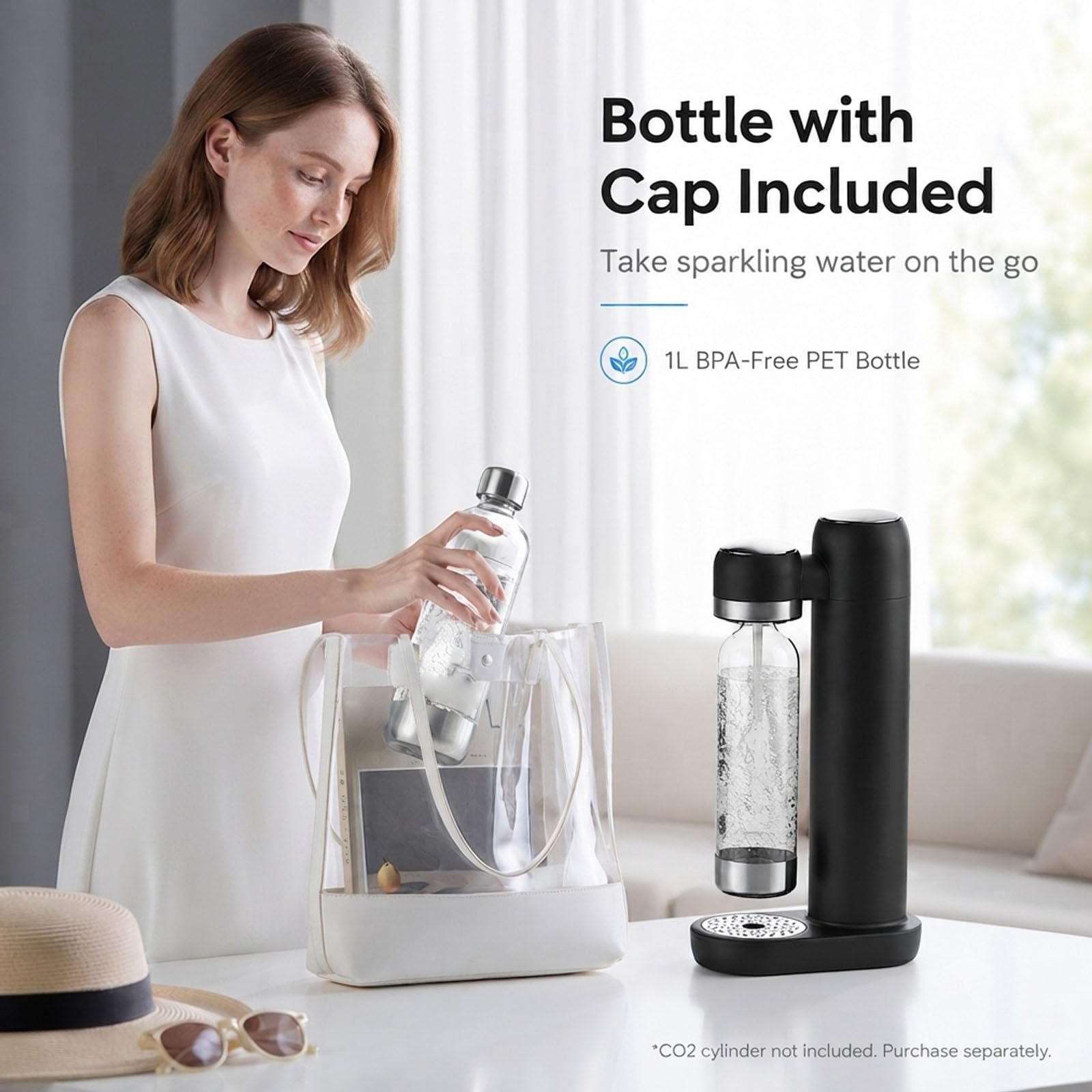 Machine à Eau Gazeuse, Machine à Soda Avec Bouteille De 1 L (Non Incluse)