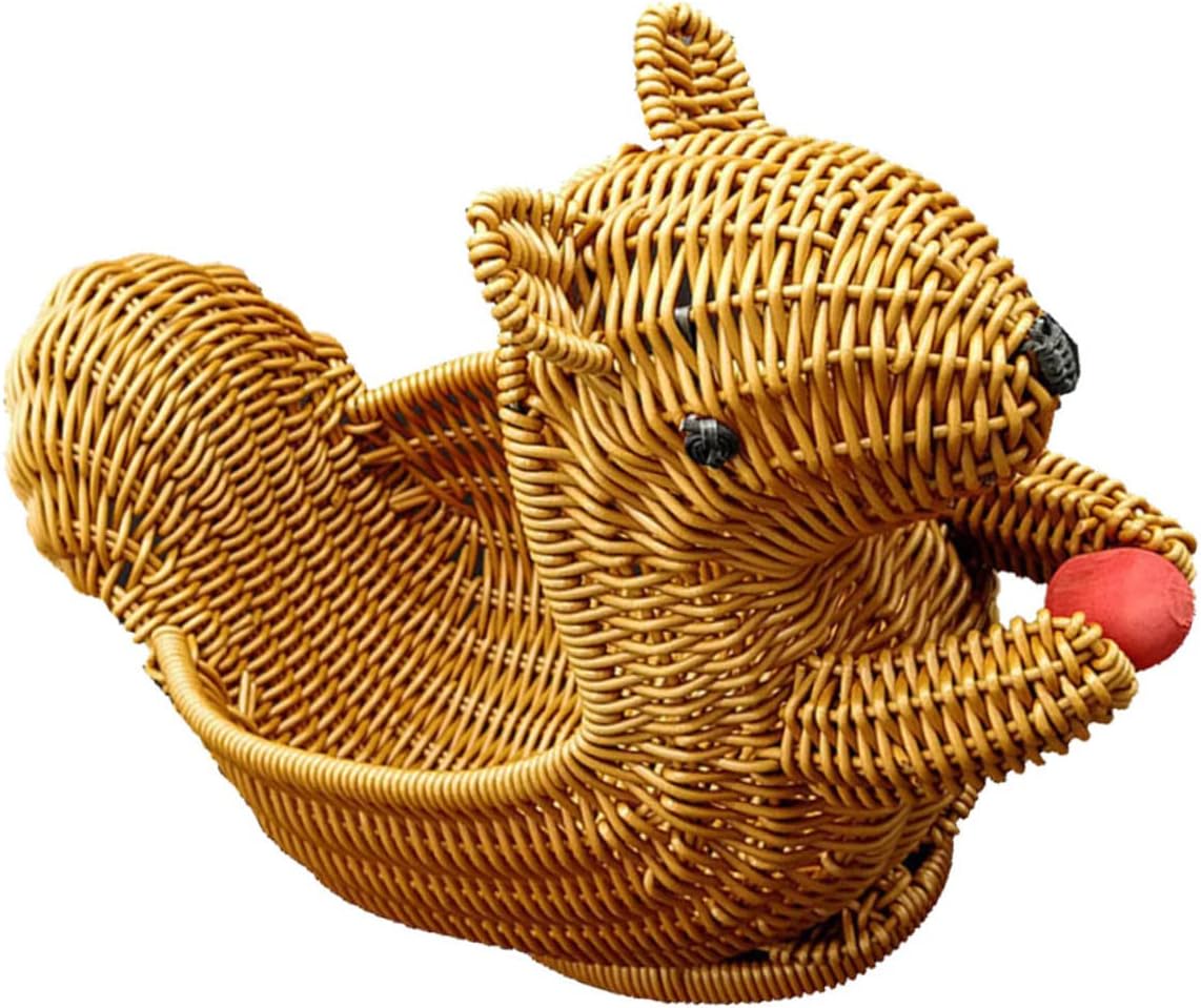Mikinona Imitation Rattan Woven Basket Boho Picnic Basket Snack Box for Boys and Girls Desktop Organizer Creative Fruit Case Home Party Accessory
