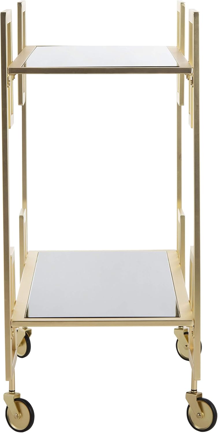 Safavieh Eliza Bar Cart, Brass and Black Glass