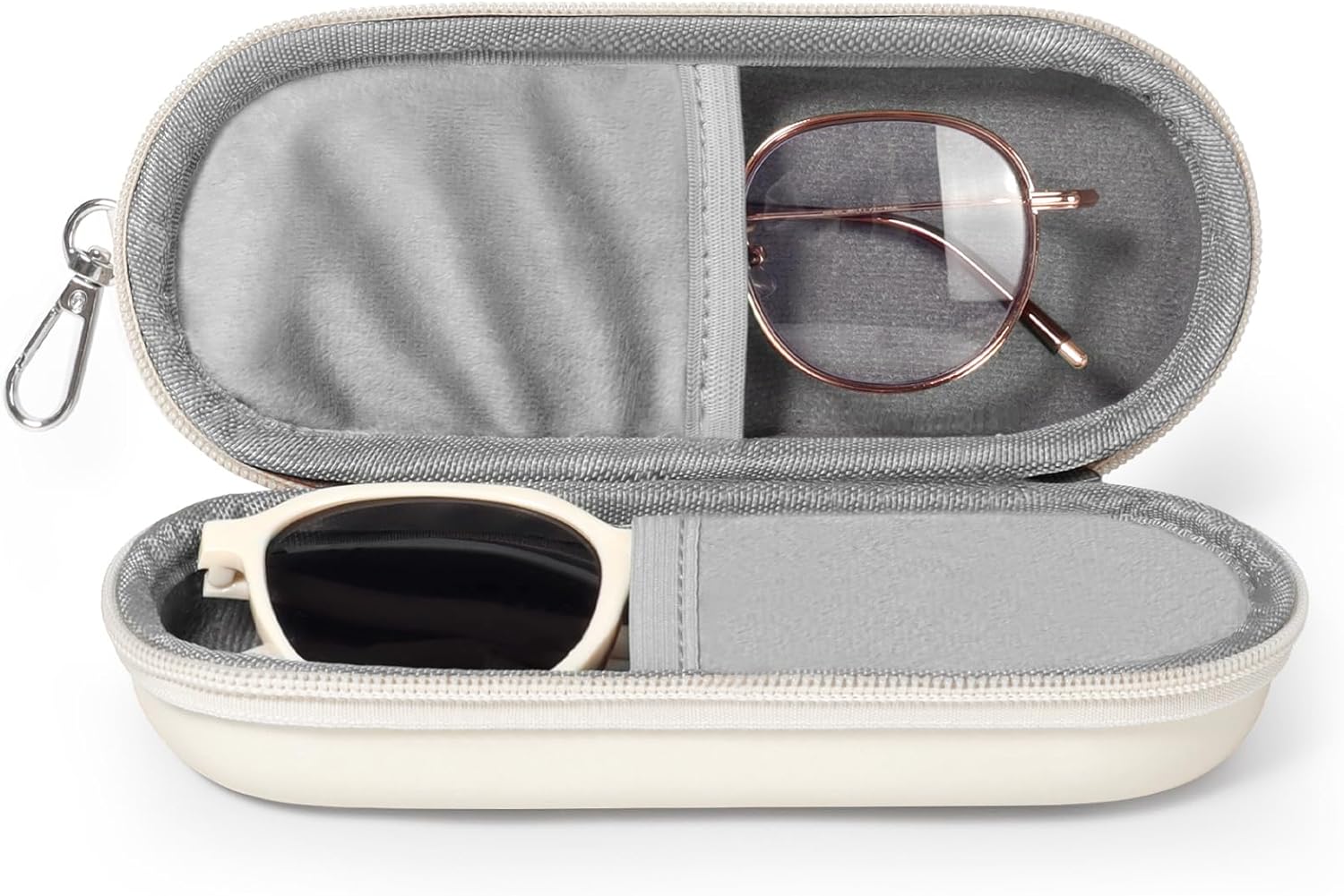 Double Eyeglasses Case, Dual Glasses Sunglasses Organizer with Zipper Closure, Eyewear Storage Box for Men Women Travel