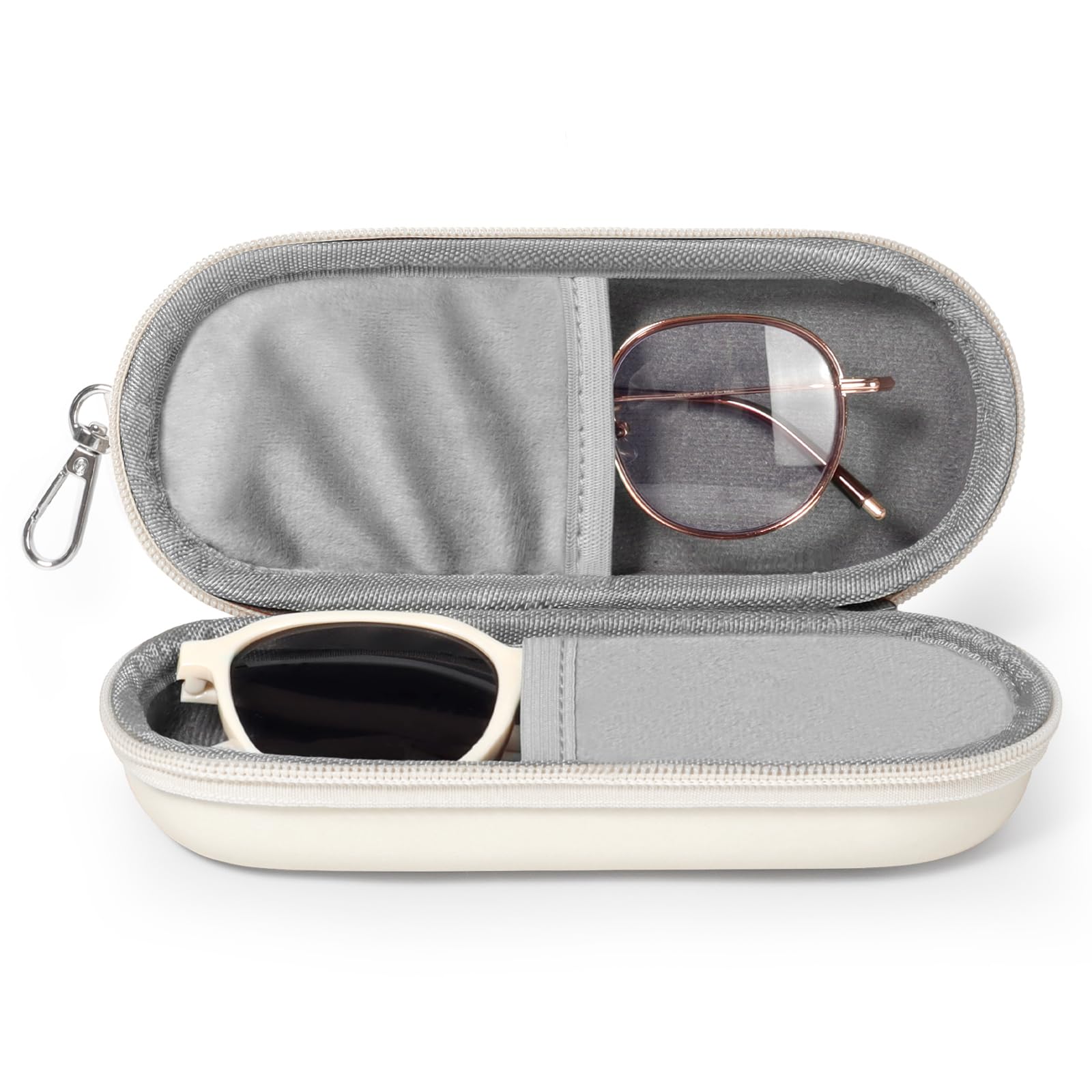 Double Eyeglasses Case, Dual Glasses Sunglasses Organizer with Zipper Closure, Eyewear Storage Box for Men Women Travel