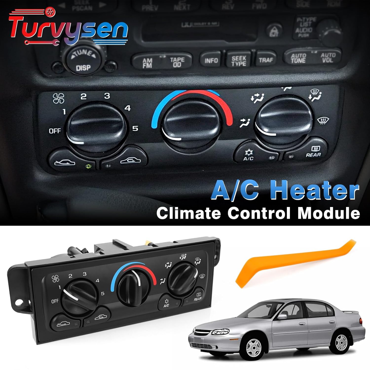 AC Heater Climate Control Module Compatible with 1997-2003 Chevy Malibu 1997-1999 Oldsmobile Cutlass 1997-1998 Oldsmobile Achieva, A/C Control Panel with Rear Window Defogger Replaces 599-213