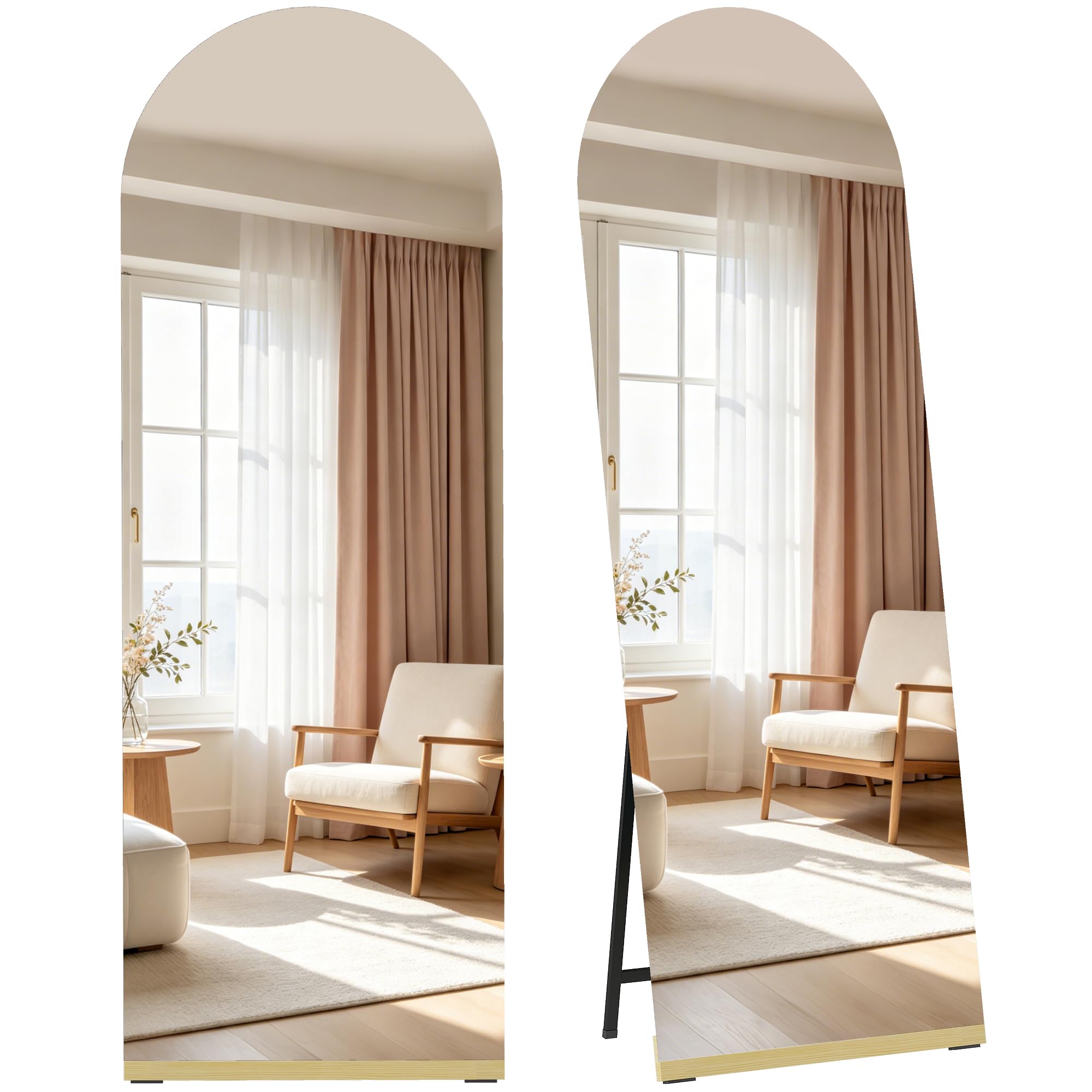 HOMCOM Miroir complet incurvé sans cadre en bois 160 x 50 cm