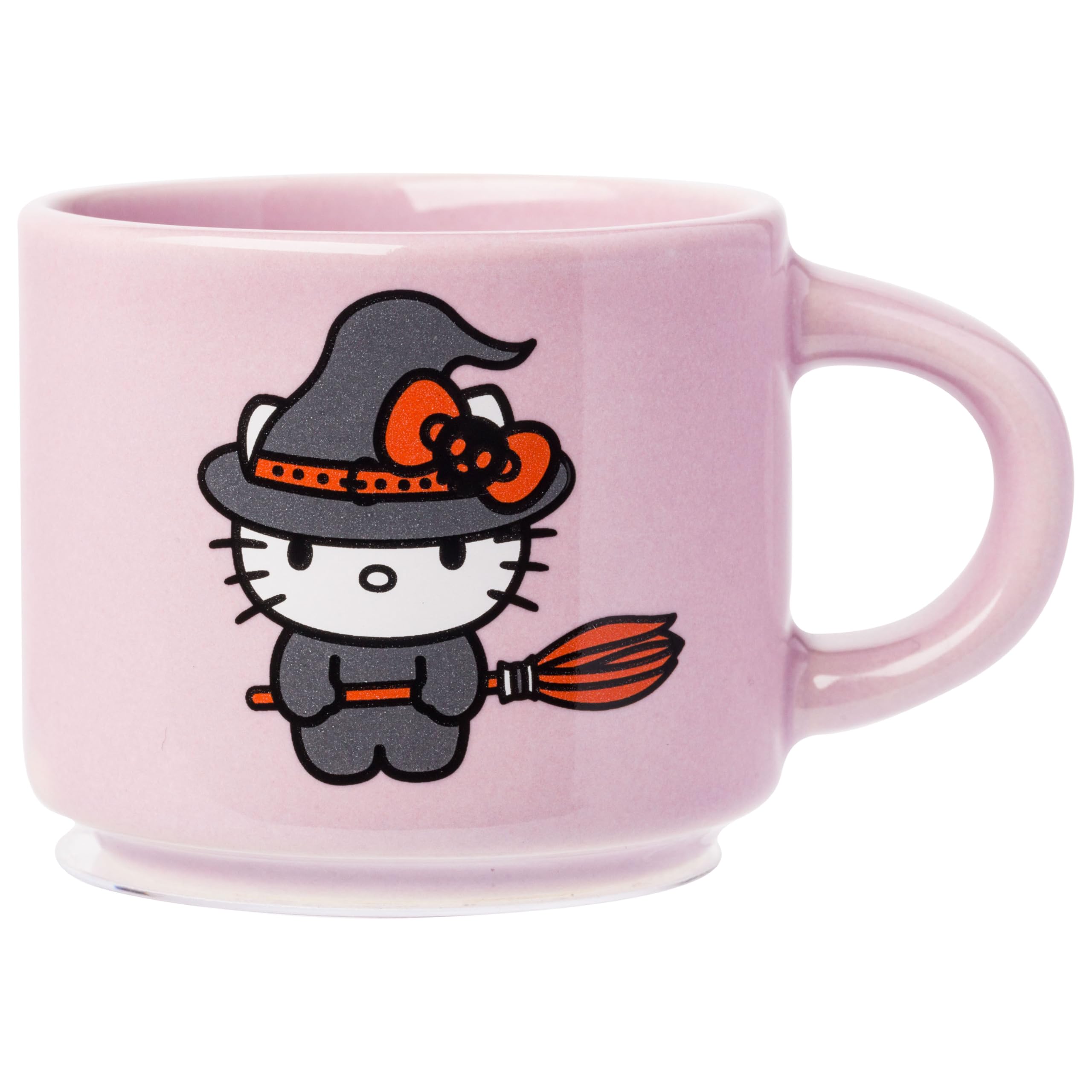 Silver Buffalo Sanrio Hello Kitty Halloween stapelbares Keramikbecher-Set mit Aufbewahrungsregal, 85 ml, 4 Stück