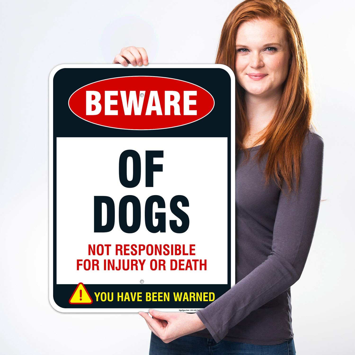 Beware of Dogs Sign, Dog Warning Sign, 18x24 Inches, Rust Free .063 Aluminum, Fade Resistant, Easy Mounting, Indoor/Outdoor Use, Made in USA