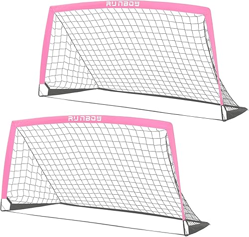 Miniatura 11 de RUNBOW Portería de fútbol infantil de 6 x 4 pies con bolsa de transporte, red de fútbol plegable portátil para entrenamiento de práctica en el patio