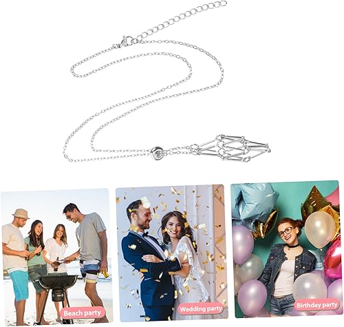 Miniatura 6 de Collar de cristal soporte de metal gargantilla de cristal collar trenzado collar ajustable soporte de piedra vacía s jaula cuerda de cristal