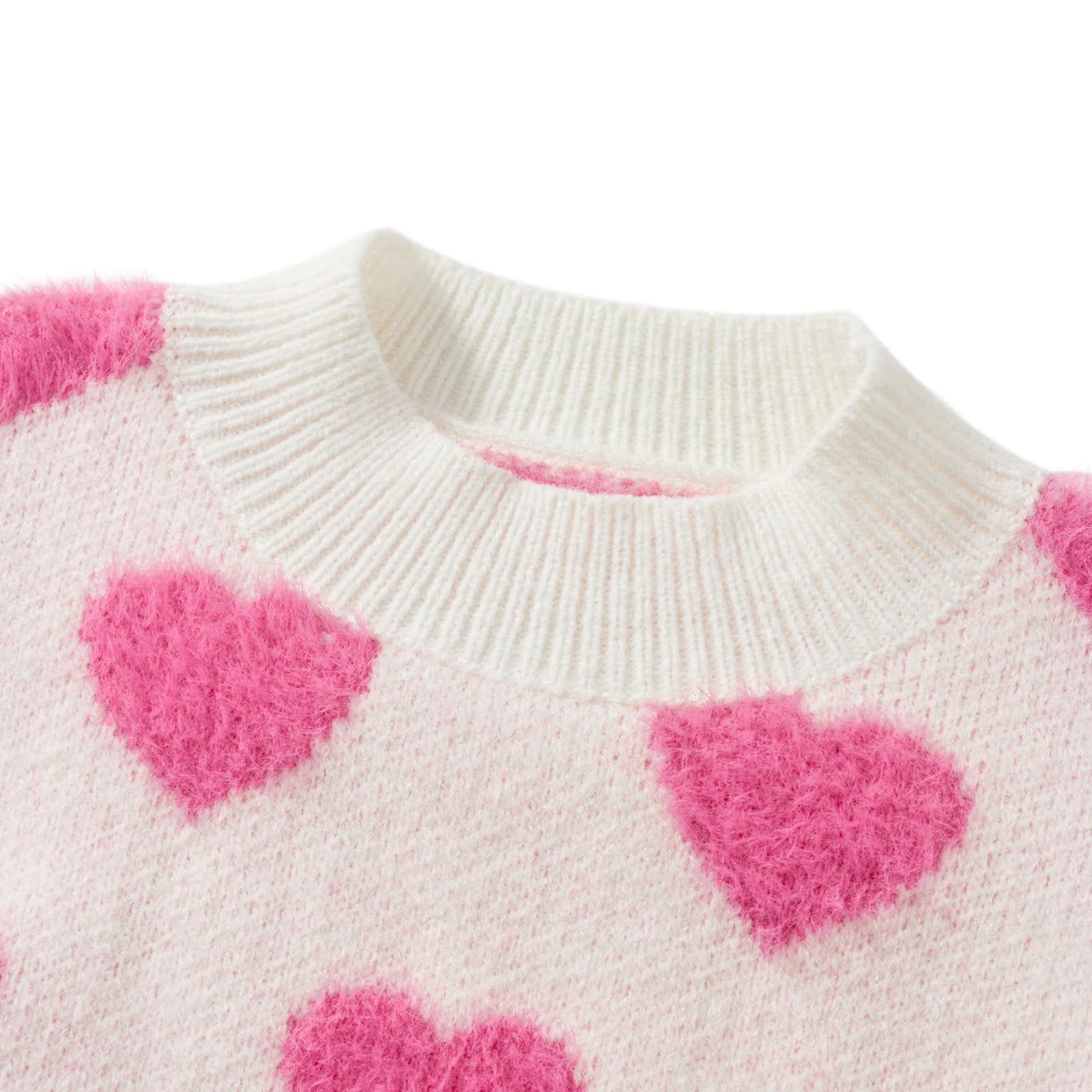 Mommy and Me Valentines Day Sweaters Set Crewneck Long Sleeve Love Heart Pullover Tops Matching Family Outfits (Girls, Beige, 5-6 Years)