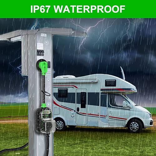 Miniatura 6 de EyGde Adaptador RV de 30 amperios a 50 amperios con protector de sobretensiones, NEMA TT-30P macho a enchufe hembra 14-50R, protección de energía