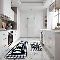 Vista 54 de Alfombras de Cocina Marrón, Alfombras de Microfibra Antideslizantes y Lavables para el Piso de la Cocina, Juego de 2 Piezas de Alfombras Decorativas