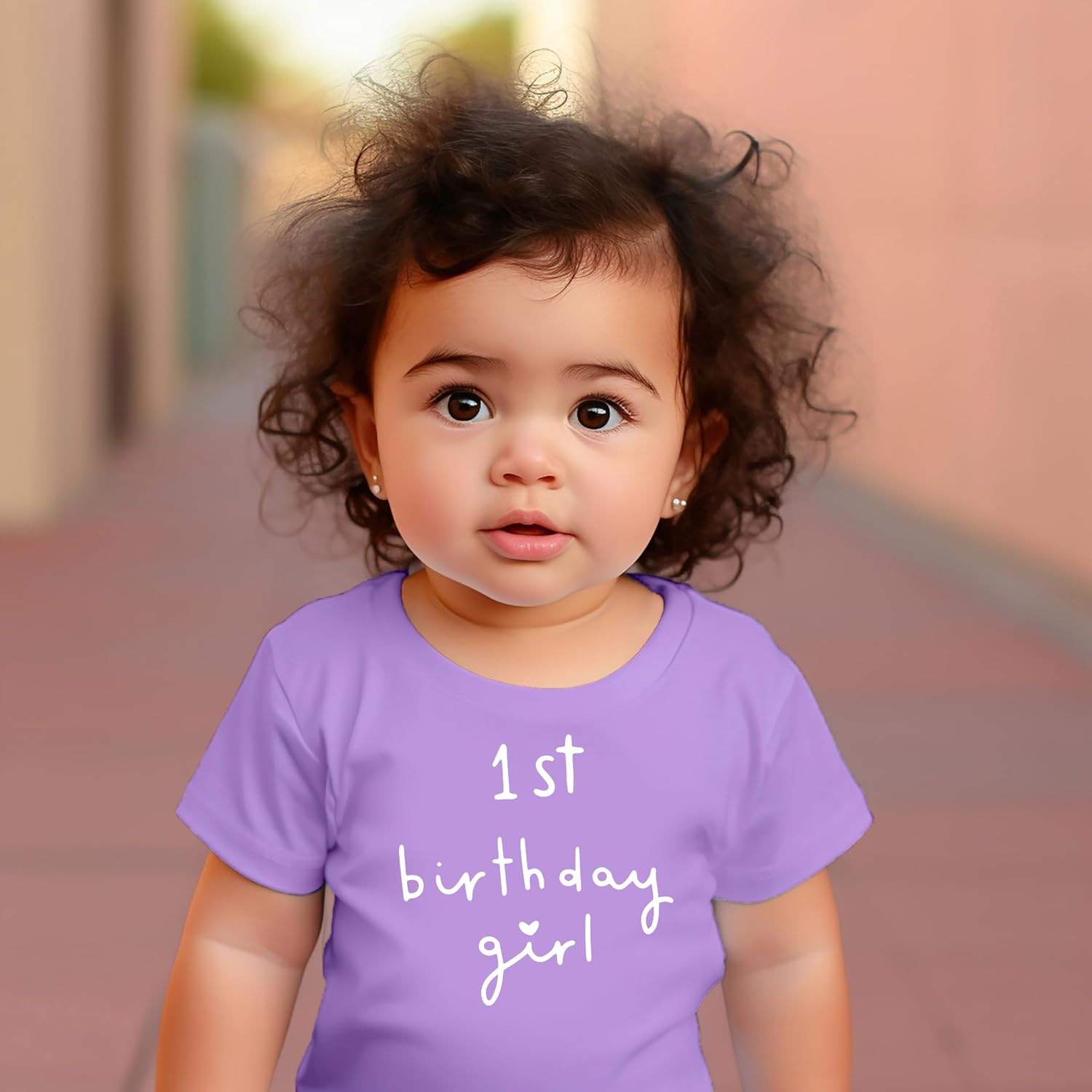 Girls 1st Birthday Shirt Heart Birthday Girl Shirt for Baby Girls One Year Old Retro Birthday