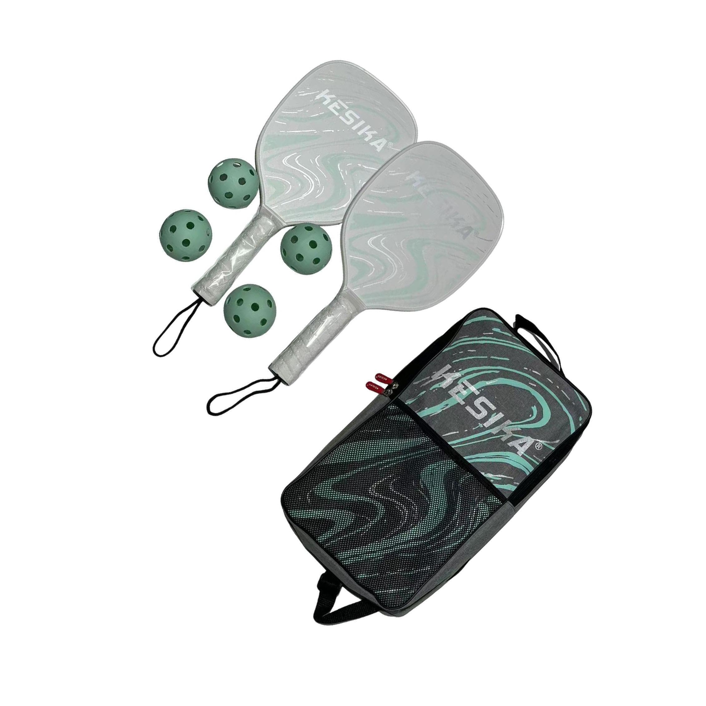 Set di 2 Racchette da Pickleball con Borsa,Verde,41.5x20.5 cm
