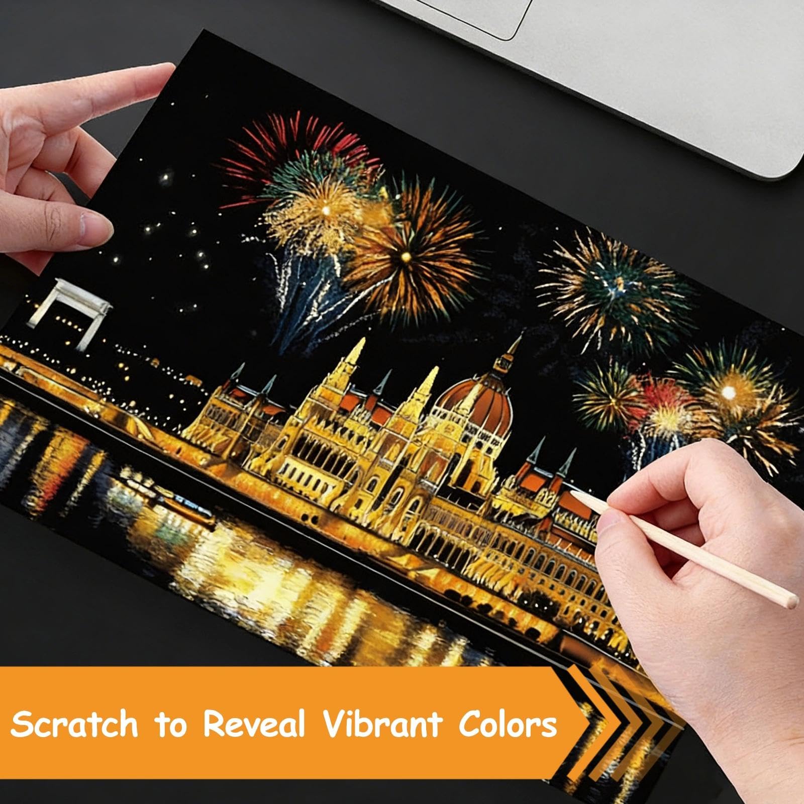 20pcs A4 Scratch Art Paper, Adult & Kids Craft Scratchboard Kit with 20 Card Scraper - Image 3