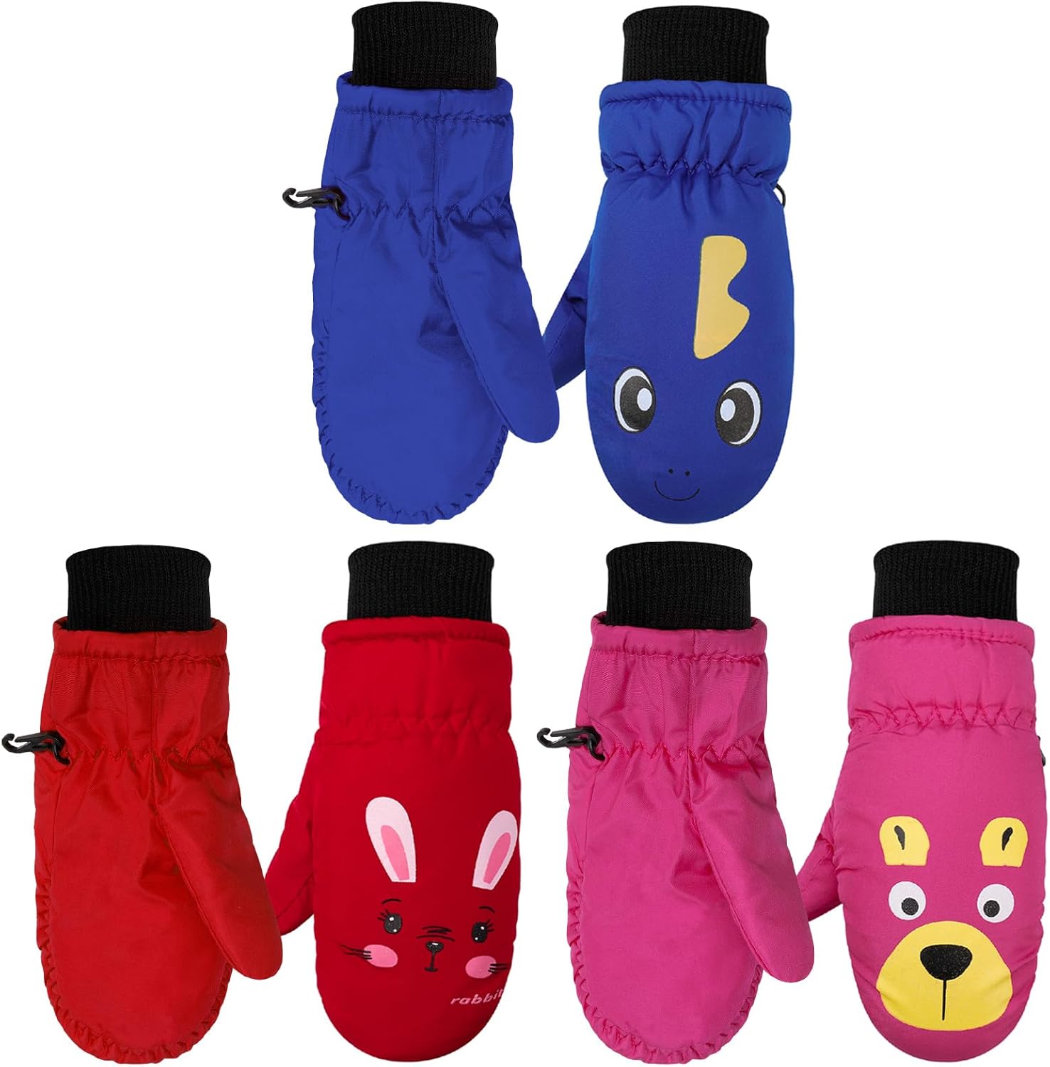 FRIUSATE 3 Pairs Kids Ski Gloves,Kids Ski Mittens Kids Toddler Boys
