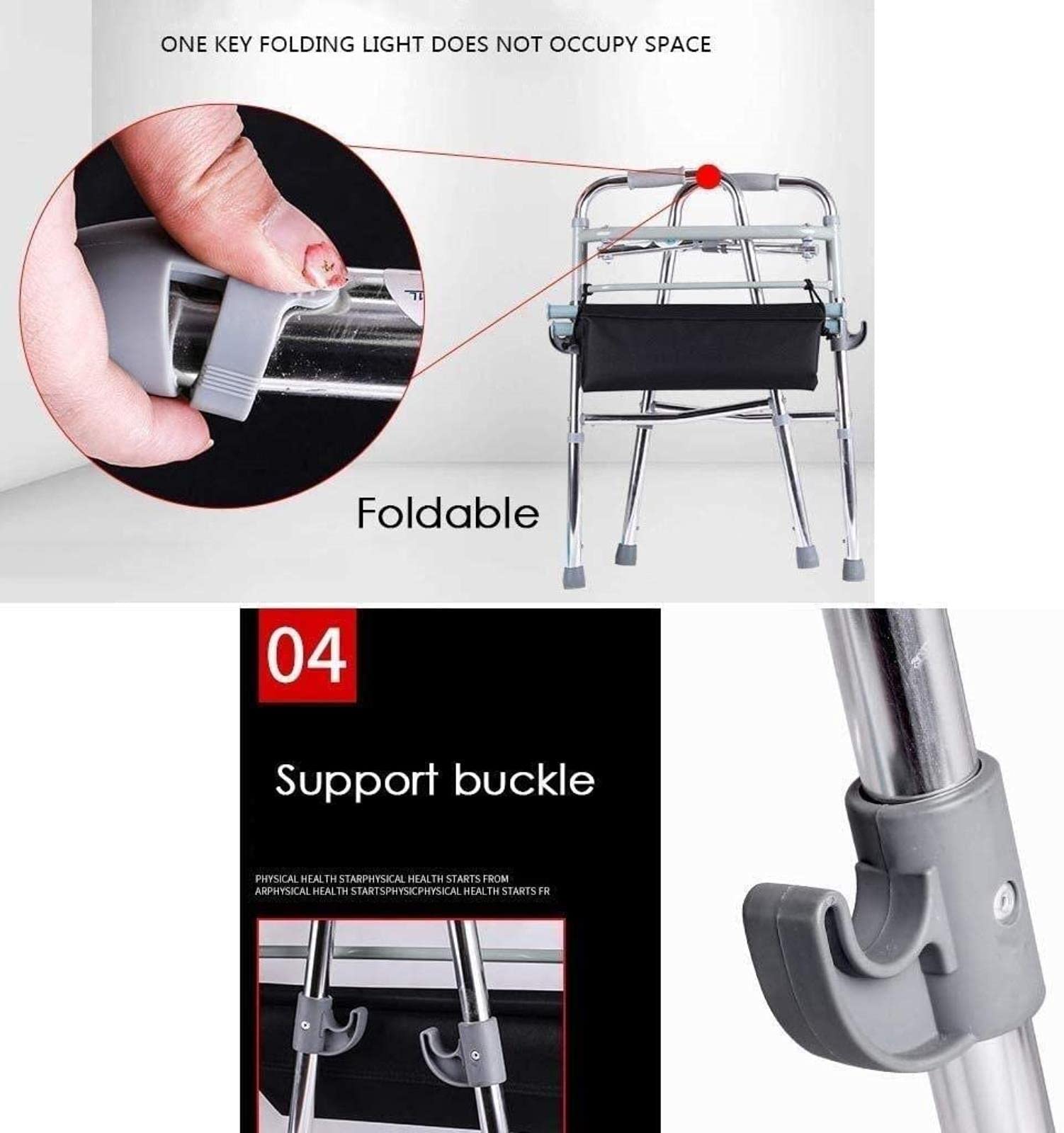 Rollator Walker Rama do chodzenia Standardowy chodzik Rollator dla osób starszych Chodzik po schodach Lekki aluminiowy Możliwość regulacji Tęsknota za Comfortable anniversary