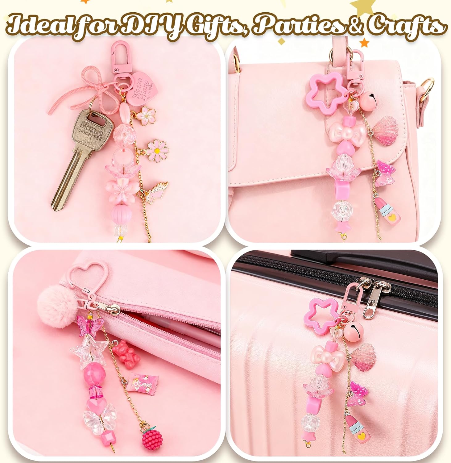 Ecoofor 249Pcs Keychain Making Kit for Kids & Adults – Includes 15 Keychain Clips, 16.4 Feet Chains, 100 Charms, Beading Accessories, Jewelry Pliers – DIY Bag Charms & Jewelry Craft Kit Supplies