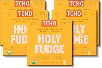 TCHO Holy Fudge 75% Dark Chocolate Bars (5 pack) | Single Origin Ghana, Dairy Free, Organic & Fair Trade | Non-GMO, Vegan, Soy Free, Gluten Free (2.1oz each)