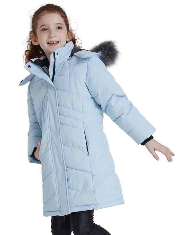 ZSHOW Girls' Puffer Jacket Windproof Outerwear Coat Fleece Lined Winter Snow Coat(Light Blue,14-16) by ZSHOW - Image 3