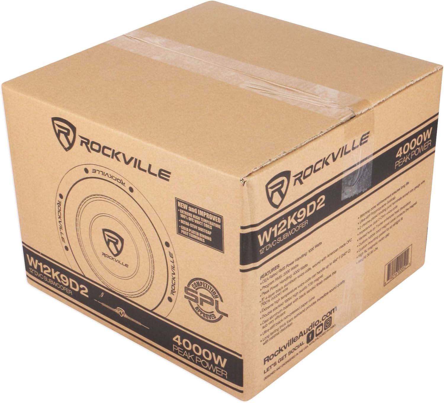 Rockville W12K9D2 12" 4000w Peak Car Audio Subwoofer Dual 2-Ohm Sub 1000w RMS CEA Rated