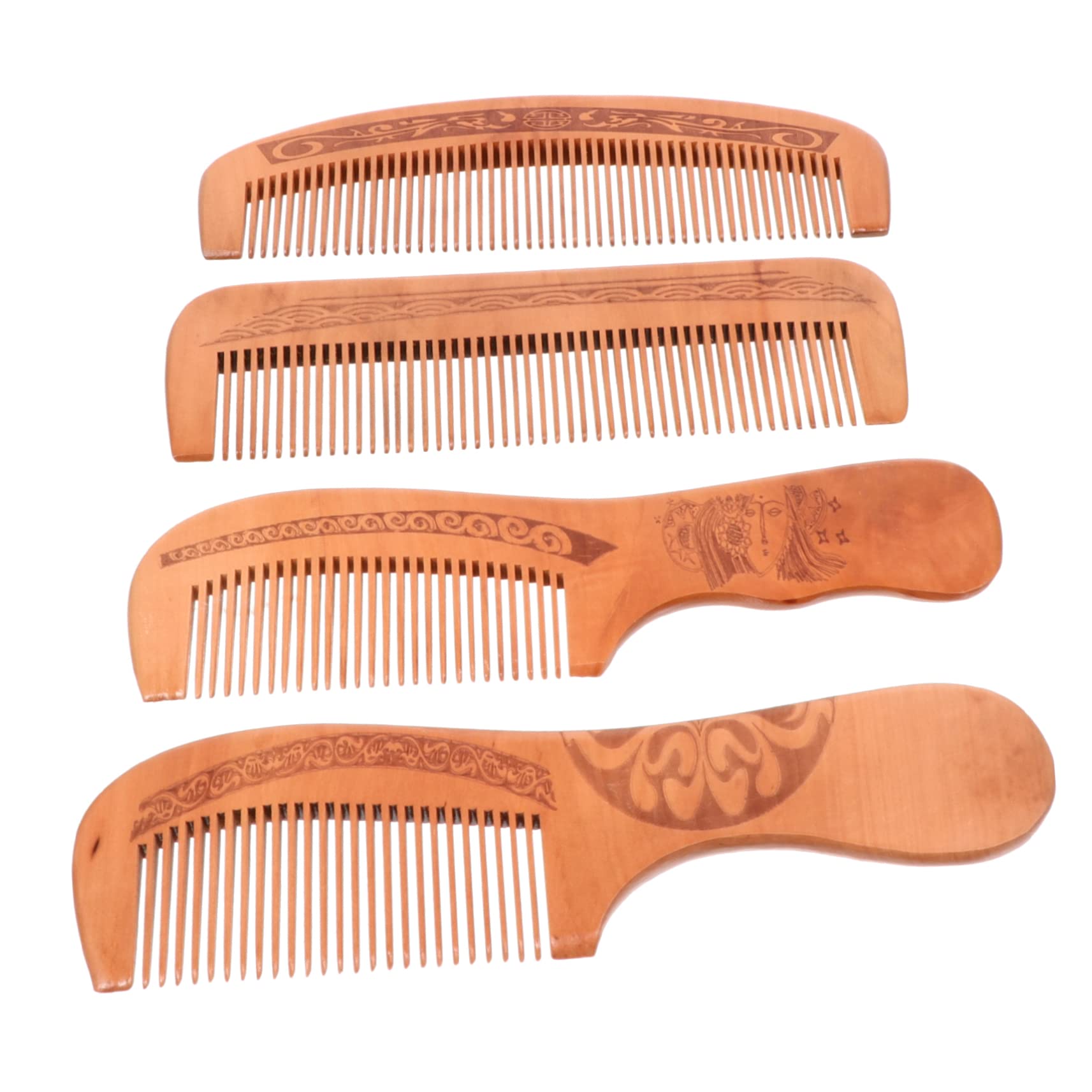 pettini per Capelli， 12 PCS Peach Wood Hair Comb Peach Wood Comb Wooden Comb Chinese Hand Carved Comb Anti-Static Hair Comb Beard Brush Scalp Comb(Wood colorx3pcs,17.7x5cmx3pcs)