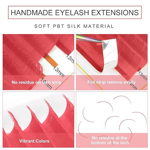 Miniatura 2 de Extensiones de pestañas de colores 0.15, extensiones de pestañas clásicas de color, extensiones de pestañas de color, rizo D, extensiones de