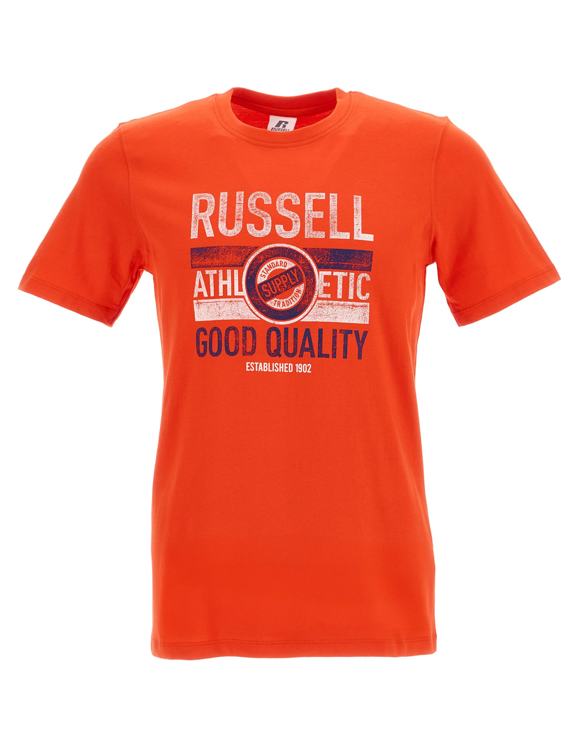 Russell Athletic SS Crewneck Tee Shirt Short Sleeve T-Shirt, Orange Com, 104
