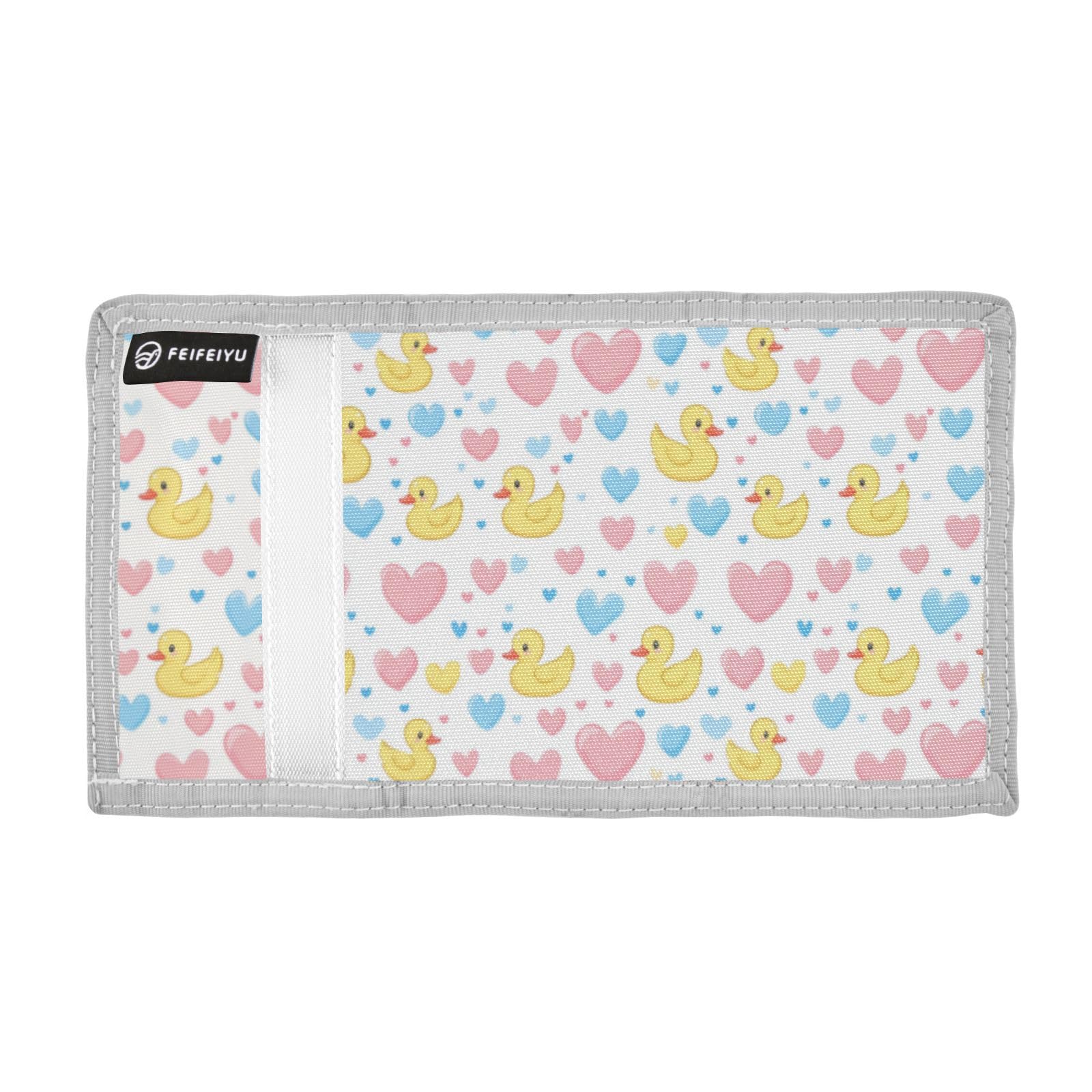 Wusikd Yellow Ducks Kids Wallet for Boys Girls Pink Blue Hearts Toddler Trifold Wallet Novelty Wallet for Teens Women Men