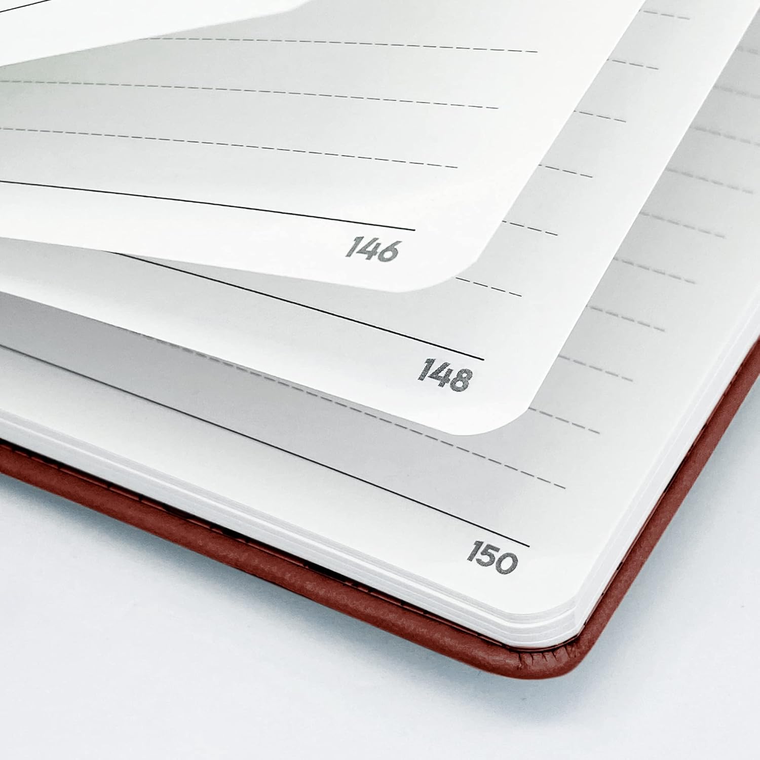 LeStallion A5 Brown Leatherette Journal - 100 GSM Lined Notebook With Perforated Paper | Numbered Pages
